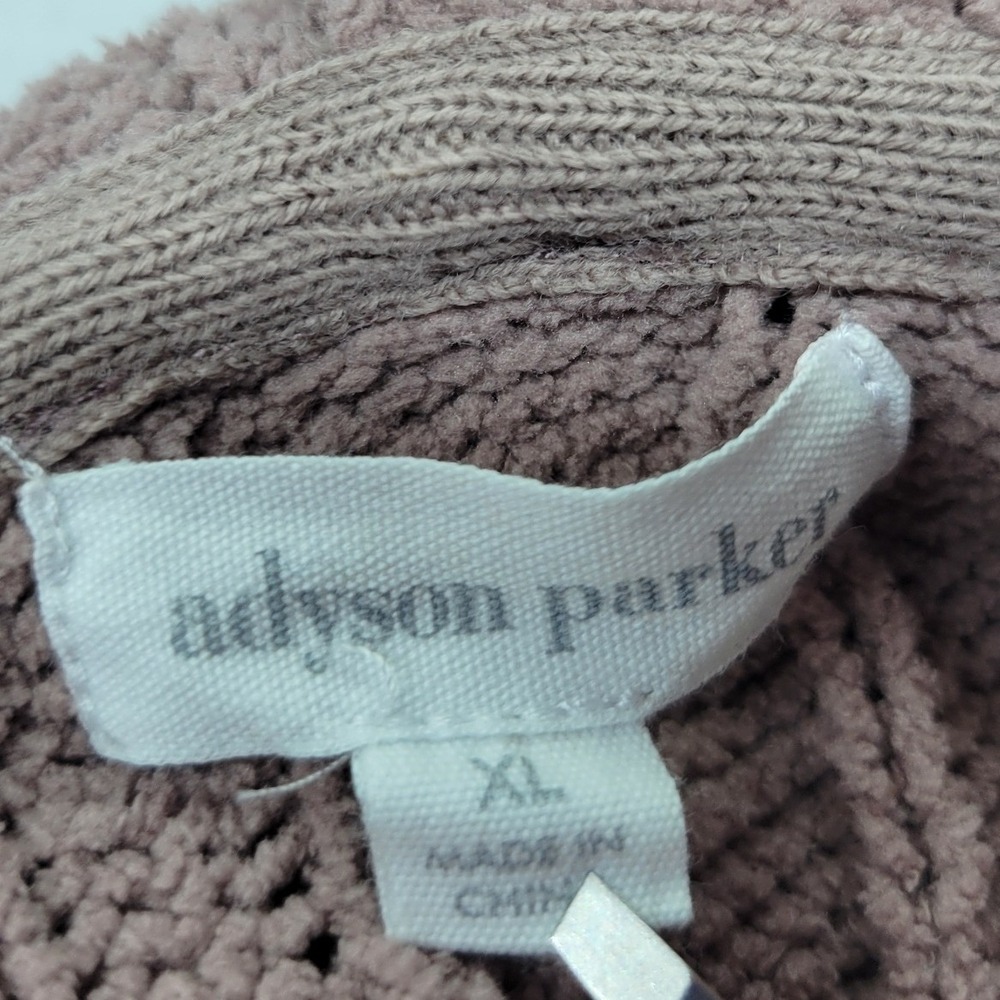 Adyson Parker Mauve Pink Cable Knit Hoodie Sweater XL Cropped Boho Relaxed - Picture 4 of 16
